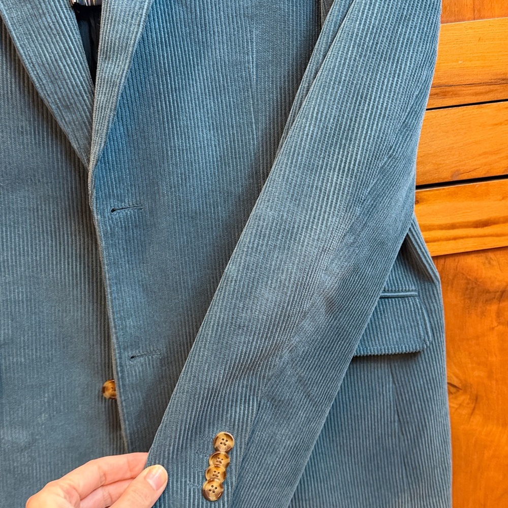 Alan Flusser Teal Corduroy Modern Fit Blazer - Picture 7 of 7